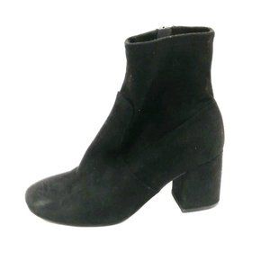 Soda Womens Ankle Boot‎ Black Faux Suede Side Zip Round Toe Block Heel 5.5